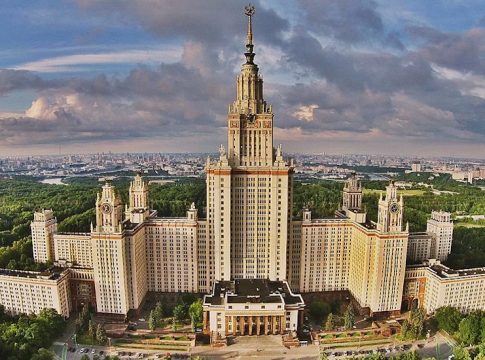 Moscow State University is a public research university in Russia. The university includes 15 research institutes, 43 faculties, and more than 300 departments. Photo credit: M. V. Lomonosov Moscow State University.