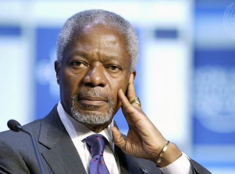 Secretary-General Kofi Annan at the World Economic Forum. 
(2004). Photo credit: U.N. Photo / Sergey Bermeniev.