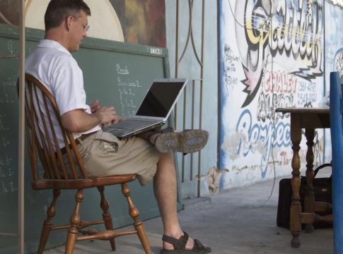 The author writes among the ruins of post-earthquake Léogâne, 2010.