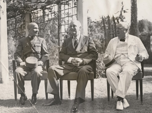 Photo: Chiang Kai-shek, Franklin D. Roosevelt, and Winston Churchill at The Cairo Conference, November 1943. Photographer unknown. Credit: © National Portrait Gallery, London.