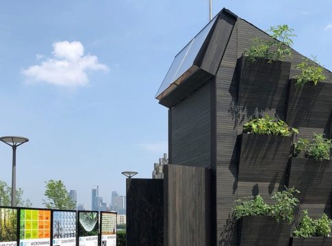 UN News/Matt Wells UN Environment (UNEP) and Yale University's Ecological Living Module; a sustainable tiny house exhibited at U.N. Headquarters in New York.