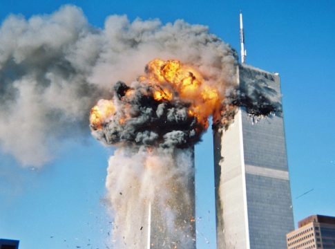 Explosion following the plane impact into the South Tower (WTC 2). Created: September 11, 2001. Flikr.