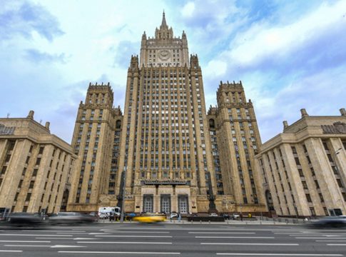 Russian Ministry of Foreign Affairs in Moscow, Russia. This is one of Moscow’s 'Seven Sisters' Stalinist skyscrapers, completed in 1953. Photo credit: Xinhua/Cao.Yang.