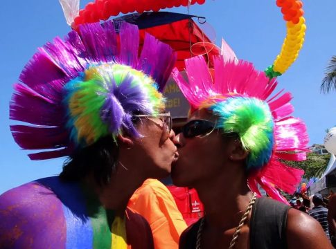 Gay Pride Celebration each year at Copacabana Beach in Brazil.