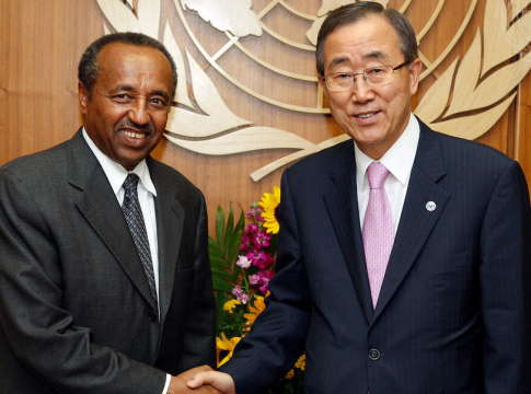Bekele Geleta with U.N. Secretary General Ban Ki-moon. Photo credit: United Nations.