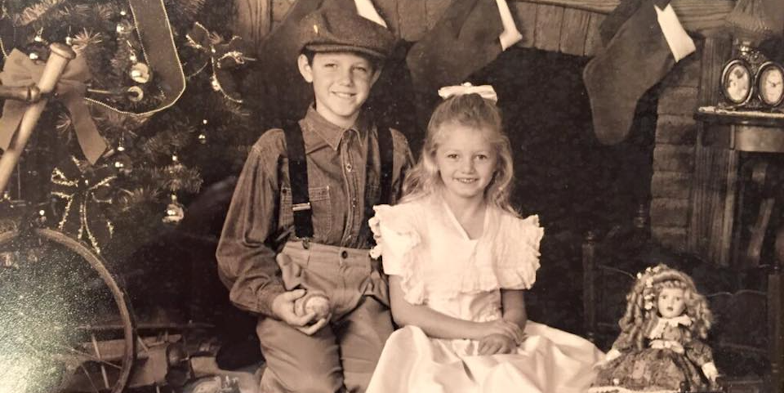 Siblings Maddie and Grant Bauer growing up at Christmas in Ohio. Photo: The Stewardship Report.