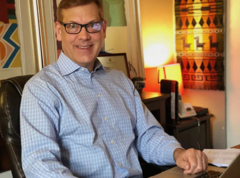 Jim Luce at his desk on Roosevelt Island, New York City. Photo credit: Jonathan Luce / The Stewardship Report.
