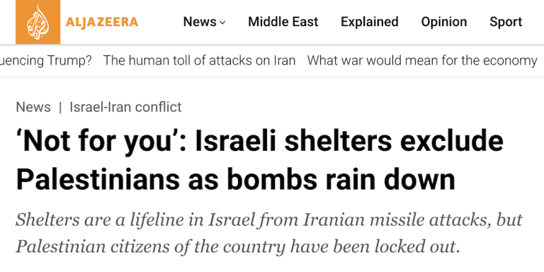 Appalling Apartheid: Israeli Shelters Deny Entry to Arab Israelis Appalling Apartheid: Israeli Shelters Deny Entry to Arab Israelis