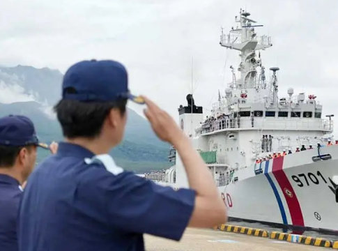 Philippine Coast Guard's BRP Teresa Magbanua arrived at Kagoshima Port ahead of joint maritime exercises with the U.S. and Japan coast guards. Photo credit: Japan Coast Guard.