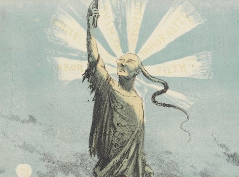 "A Statue for Our Harbor." Published in 1881, it expressed the fear of Chinese immigrants, which led to the passage of the Chinese Exclusion Act 135 years ago. Image credit: George Frederick Keller/Historical Society of Pennsylvania.