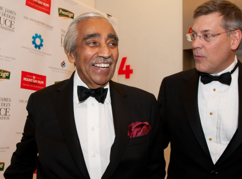 Charlie Rangel presented Jim Luce with an Award of Congressional Recognition for his work in Haiti at a 2004 Orphans International Worldwide benefit on the Upper East Side. Photo credit: Stewardship Report.