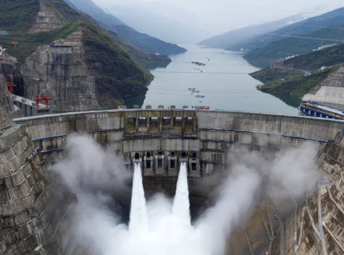 Rendering of the world's largest dam under construction in Chinese Tibet.
