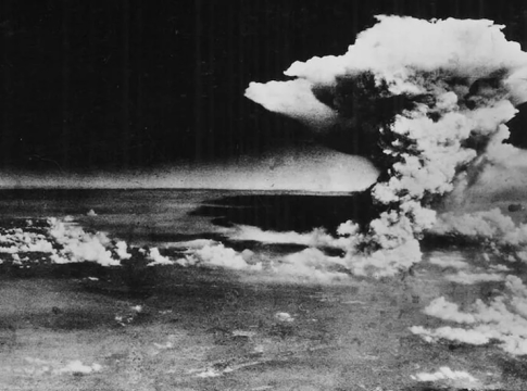 A cloud is seen over Hiroshima made by the firestorm formed following the dropping of the Little Boy atomic bomb on the Japanese city in what is the first use of nuclear weapons in war, on August 6, 1945.
Photo credit: Wikimedia Commons.