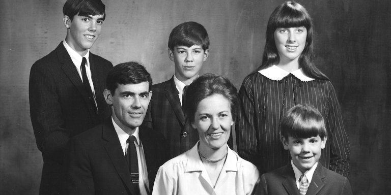 Jim Luce, bottom right, at the age of five in 1964, with his family. 1964 was a transformative year marked by significant changes in civil rights, global politics, pop culture, and science. The U.S. passed the Civil Rights Act, ending legal segregation. The Gulf of Tonkin incident led to increased U.S. military involvement in the Vietnam War. And the New York World's Fair showcased the future in science and culture.