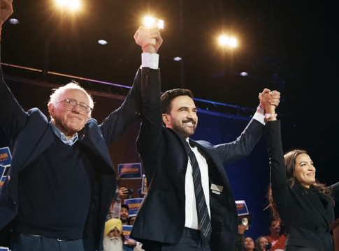 Weeks before the Nov. 4 election, New York City Democratic mayoral nominee Zoran Mamdani with Sen. Bernie and Rep. Alexandria Ocasio-Cortez drew a crowd of 13,000 this weekend in Forest Hills, Queens. Photo credit: Zoran Mamdani/Facebook.